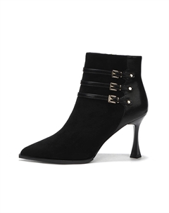 Женские ботильоны черные высота каблука 8,5 см, цвет Black 8.5CM Weishibangwei