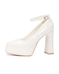 Белые женские туфли на массивном каблуке, цвет White 7 sevfun