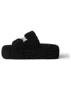 Балленсиага Женские Меховые Платформенные Шлепанцы 'Black' Balenciaga