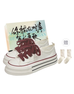 Женские низкие кеды из холста бело-красные с коробкой, цвет White Red+Shoe Box Jimixiong