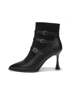 Черные женские полусапожки на каблуке 8,5 см, цвет Black Weishibangwei