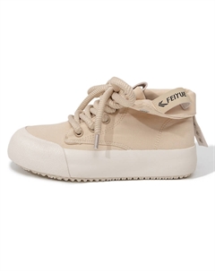Скользоустойчивые Износостойкие Высокие Кроссовки из Холста Женские Бежевые Feiyue.®