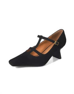 Туфли Mary Jane на массивном каблуке 6 см Women's, черные Echo&yolo