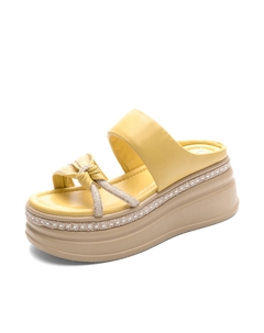 Женские шлепанцы на платформе 7 см, черные Shangjinni