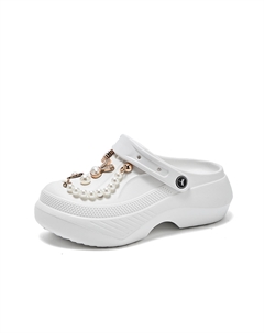 Белые женские клоги, цвет White Red dragonfly