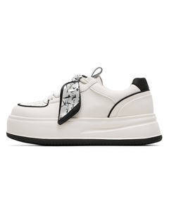 Женские низкие кеды для скейтборда бежево-черные (на флисовой подкладке) C°banner