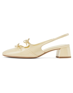 Маленькие CK с бантиком Новый китайский стиль Сандалии на одной бретели 4,1 см Женские Масло/Черный глянец Черный/Мел Белый Charles&keith