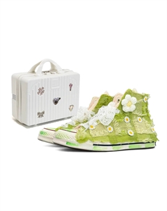 Прочные дышащие амортизирующие высокие кеды Unisex Green, зелёно-жёлтые Converse
