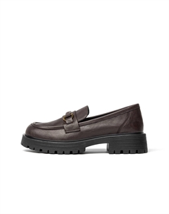 Лоферы женские черно-коричневые на 4 см, цвет Brown Josiny