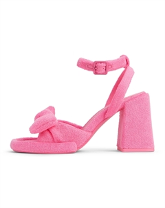 Сандалии на высоком каблуке 9,5 см с одной бретелью розово-черные текстурированные черные текстурированные/зеленые Charles&keith