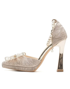 Женские туфли на платформе с массивным каблуком - шампань голд, цвет Champagne Gold Goso