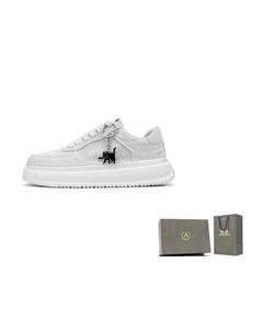 Air Force One серии устойчивые к истиранию легкие увеличивающие рост низкие скейтерские кроссовки мужские - лунный белый перфорированные [Cat Knife] Aokang