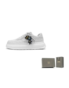 Кроссовки Air Force One серии устойчивые к истиранию облегченные с эффектом увеличения роста низкие для скейтбординга мужские - лунный белый перфорированные[Астронавт] Aokang