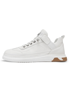 Мужские низкие скейтерские кеды белые, цвет White[Leather Shoe Size: Size 40 in This Model = Athletic Shoes 41] Mulinsen