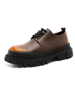 Парижский британский стиль, дерби, мужские шнурованные ботинки на платформе для увеличения роста, молодежные рабочие ботинки, коричневые, цвет Brown Men's Muyi