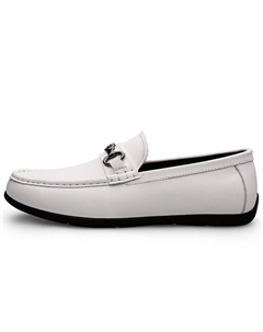 Мокасины мужские черно-белые белые, цвет White Lexon