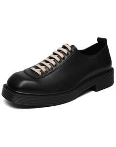 Повседневные кожаные туфли мужские черные с потайным клином, цвет Black Hidden Wedge Weishibangwei