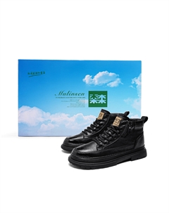 Высокие повседневные мужские ботинки черные [с флисовой подкладкой], цвет Black [Fleece-Lined] Mulinsen