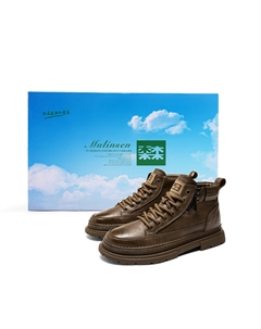 Высокие повседневные мужские ботинки - хаки (с флисовой подкладкой), цвет Khaki (Fleece-Lined) Mulinsen