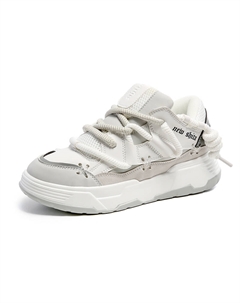 Мид-топ скейтборд кроссовки унисекс бело-серые, цвет White Gray Tonybear