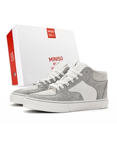 Кроссовки для скейтбординга унисекс мидтоп белые черно-белые серо-бежевые коричнево-синие бело-серые, цвет White Gray Miniso