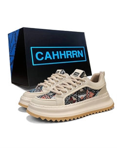 Мужские низкие кэжуал кеды бежево-черные, цвет Beige Black Cahhrrn