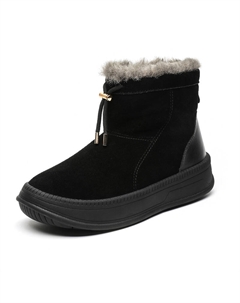 Тёплые противоскользящие и износостойкие короткие зимние сапоги унисекс черные, цвет Black Weishibangwei