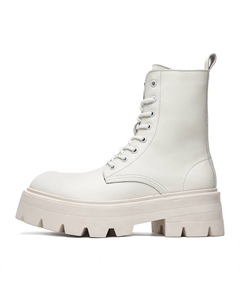 Платформенные дерби Мартин ботинки, унисекс короткие сапоги, британские мотоциклетные ботинки с увеличенным носком, вестерн высокие ботинки - белые мужские, цвет White Men's V05