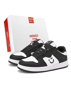 Низкие скейтерские кроссовки унисекс бело-черные, цвет White Black Miniso