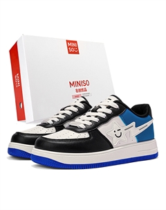 Низкие скейтбордские кроссовки унисекс бело-сине-черные, цвет White Blue Black Miniso