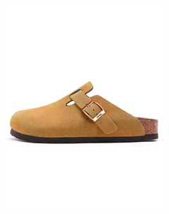 Биркеншток закрытые тапочки с пробковой подошвой унисекс желто-коричневые, цвет Yellow Brown Jeep