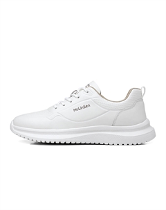 Амортизирующие устойчивые к истиранию легкие дышащие нескользящие низкие повседневные кроссовки мужские белые, цвет White Mulinsen