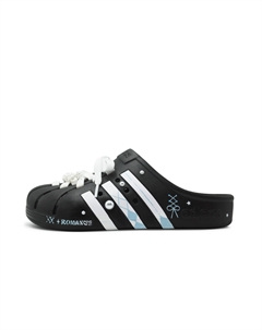 Унисекс тапочки с закрытым носком черно-бело-синие, цвет Black White Blue Adidas