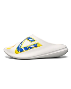 Очень маленькие мужские шлепанцы с жирным принтом в бело-сине-желтом цвете, цвет White Blue Yellow Peak