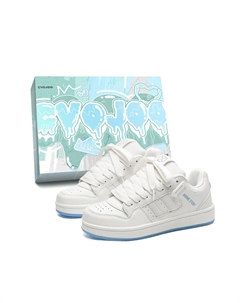 Скользоустойчивые унисекс скейтерские кеды низкие бело-черные, цвет White Black Cvojoo