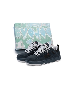 Унисекс низкие скейтерские ботинки для увеличения роста сине-бело-черные, цвет White Black Cvojoo