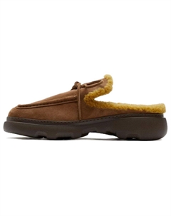 Стоуни замшевые тапочки с отделкой из овчины Burberry