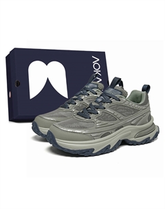 Амортизирующие износостойкие противоскользящие низкие массивные кроссовки мужские серо-голубые, цвет Gray Blue Aokang