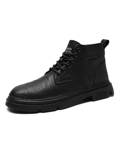 Мужские зимние ботинки Martin черные с меховой подкладкой, цвет Black-Fleece-Lined (Standard Sports Shoe Size) Aokang