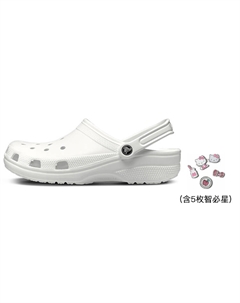 Классические клоги белые женские белые с рисунком кошечки, цвет White (Kitty Shoe Pattern) Crocs