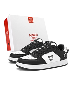 Низкие скейтерские кроссовки унисекс бело-черные, цвет White Black Miniso