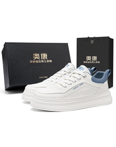 Низкие скейтбордские кроссовки мужские бело-голубые, цвет White Blue Box Aokang