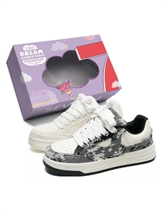 Износостойкие легкие низкие скейтерские кроссовки на платформе унисекс бело-черные асимметричные, цвет White Black Mismatched 7 sevfun