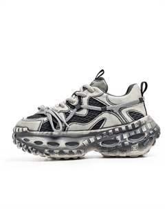 Антискользящие и износостойкие массивные низкие кроссовки для мужчин с эффектом увеличения роста серые, цвет Gray Fcmm