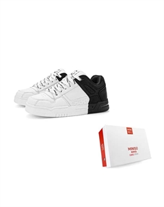 Низкие скейтерские кроссовки унисекс бело-черные, цвет White Black Miniso