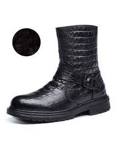 KAQIAODI Ботинки на щиколотку мужские черные, черные с утеплителем Cachiotti