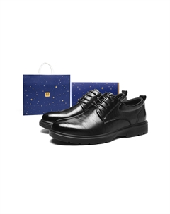 Мужские туфли черные на низком каблуке с эффектом увеличения роста Hla