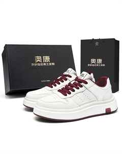 Кроссовки Air Force One Series мужские низкие бело-красные, бело-коричневые - бело-красные дышащие, цвет White Red Breathable Box Aokang