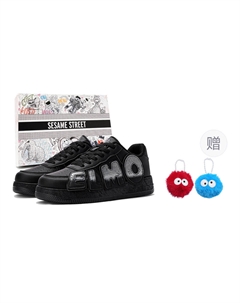 Универсальные черные скейтерские кеды с утепленной амортизацией и износостойким покрытием низкие (включая 1 случайный брелок) Sesame street