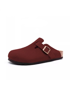 Биркеншток закрытые тапочки с пробковой подошвой унисекс бордовые, цвет Burgundy Jeep